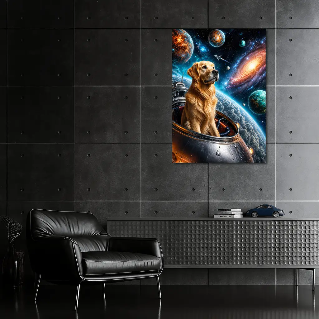 Golden Retriever Space Explorer Galaxy Adventure – Wall Art