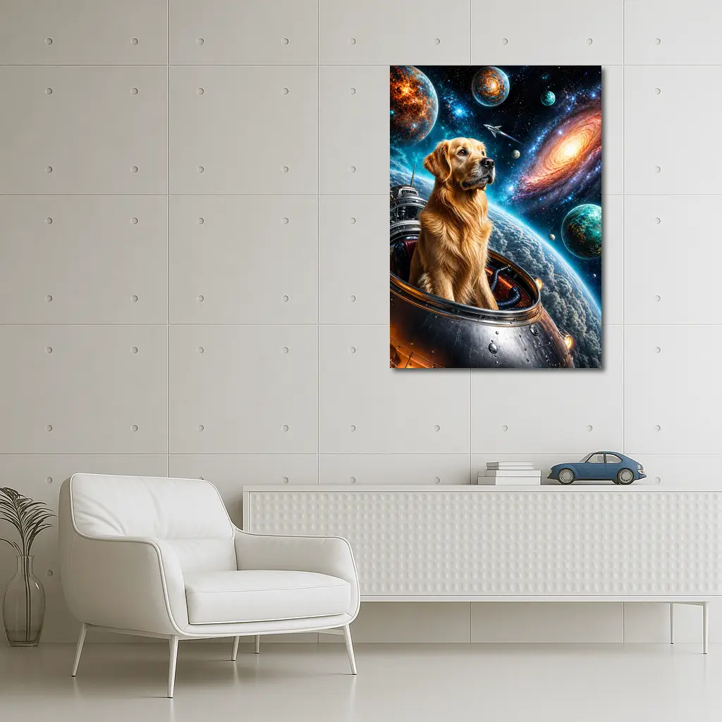 Golden Retriever Space Explorer Galaxy Adventure – Wall Art