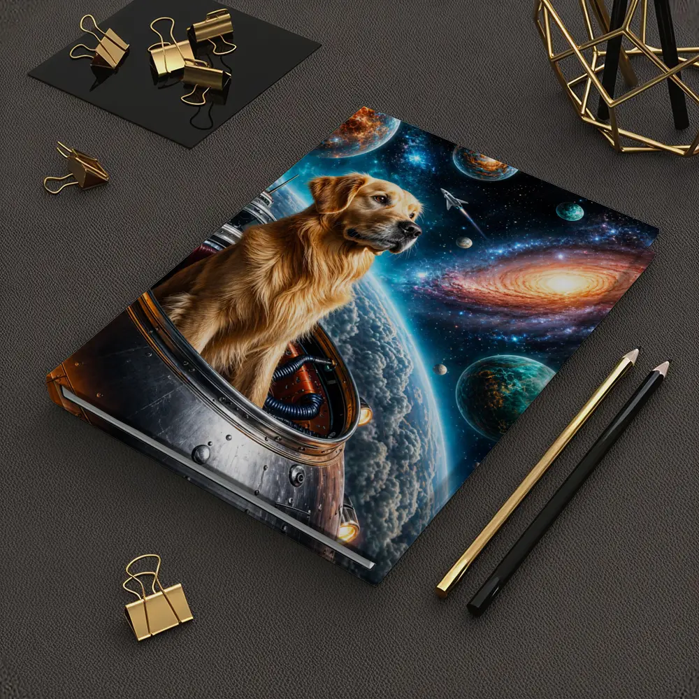 Golden Retriever Space Explorer Galaxy Adventure – Notebooks