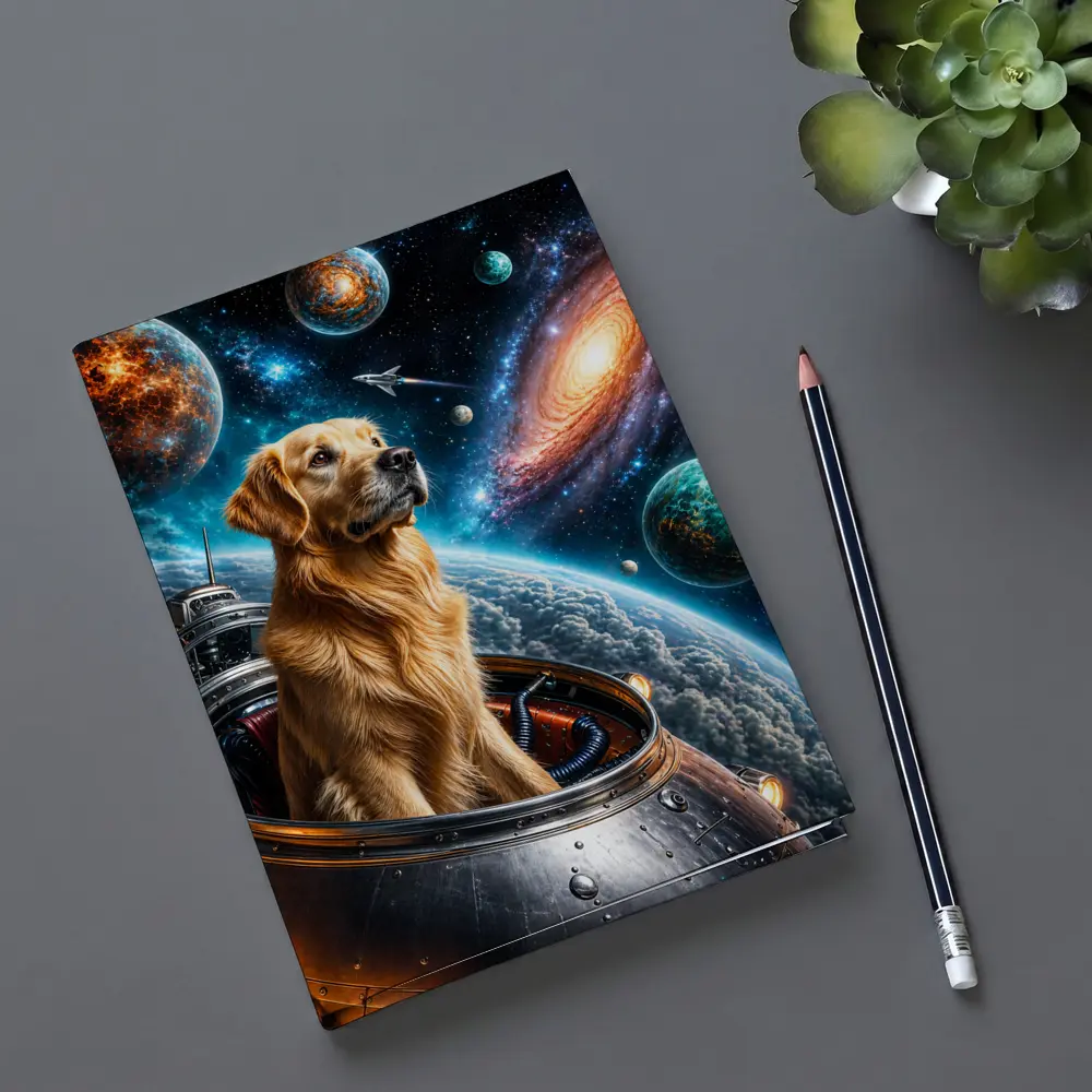 Golden Retriever Space Explorer Galaxy Adventure – Notebooks