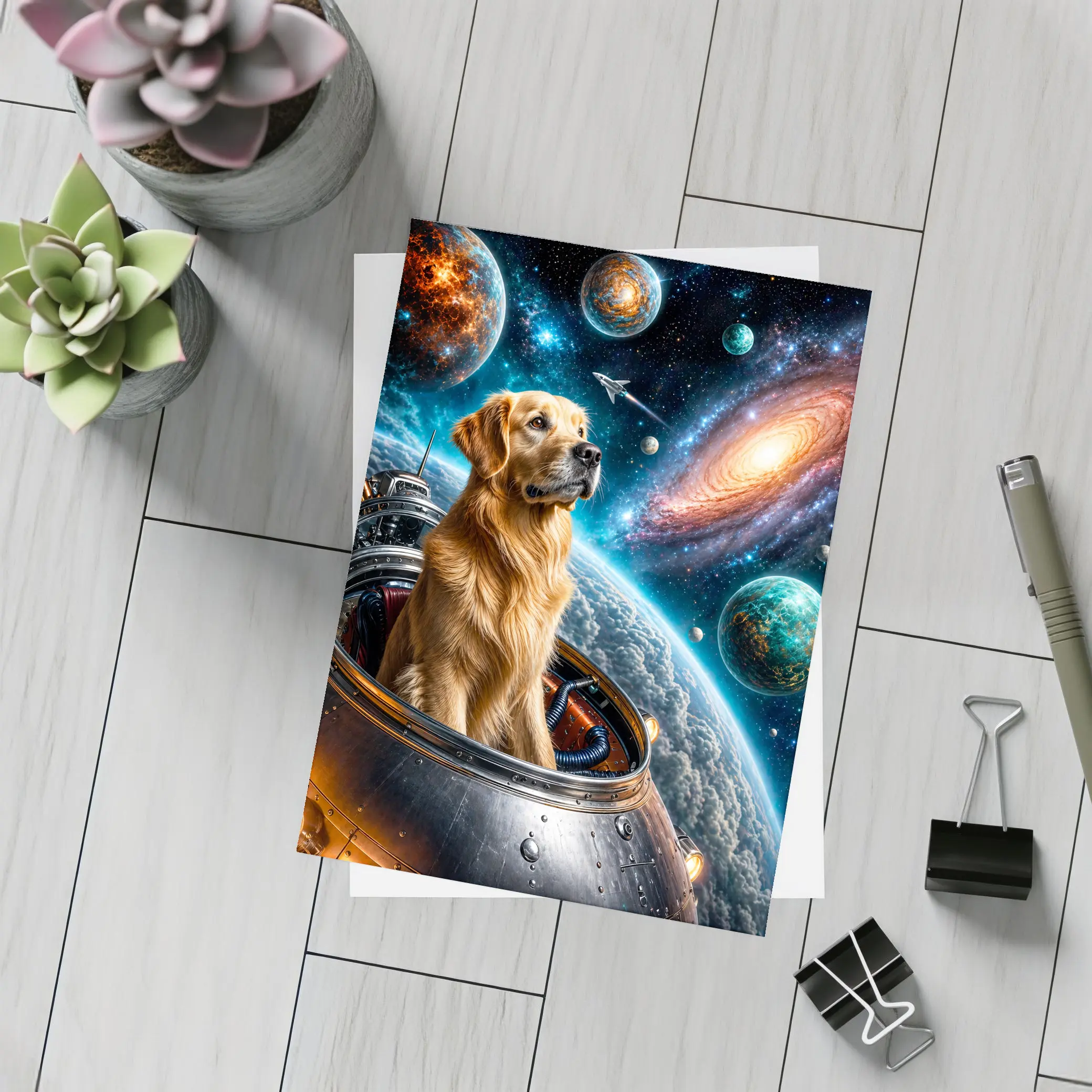 Golden Retriever Space Explorer Galaxy Adventure – Postcards