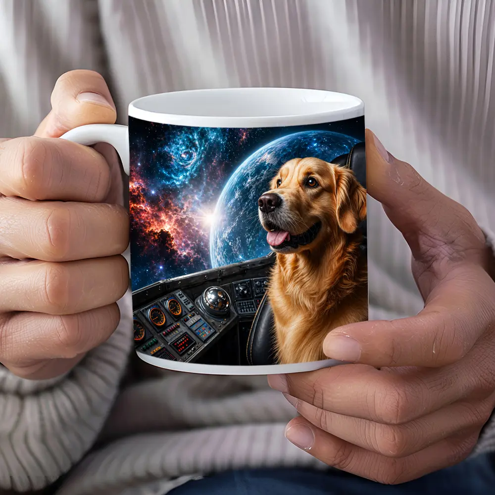 Golden Retriever Pilot Cockpit Space Galaxy – Mugs