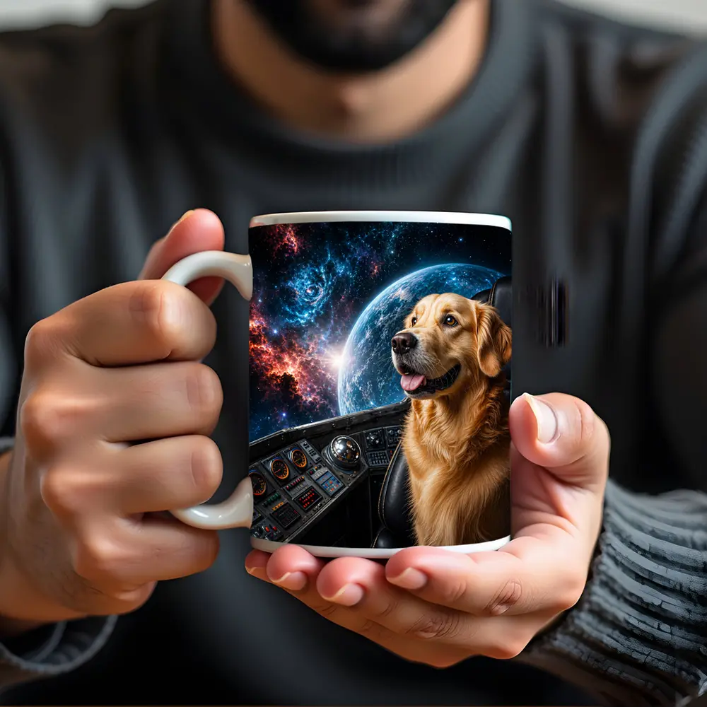 Golden Retriever Pilot Cockpit Space Galaxy – Mugs