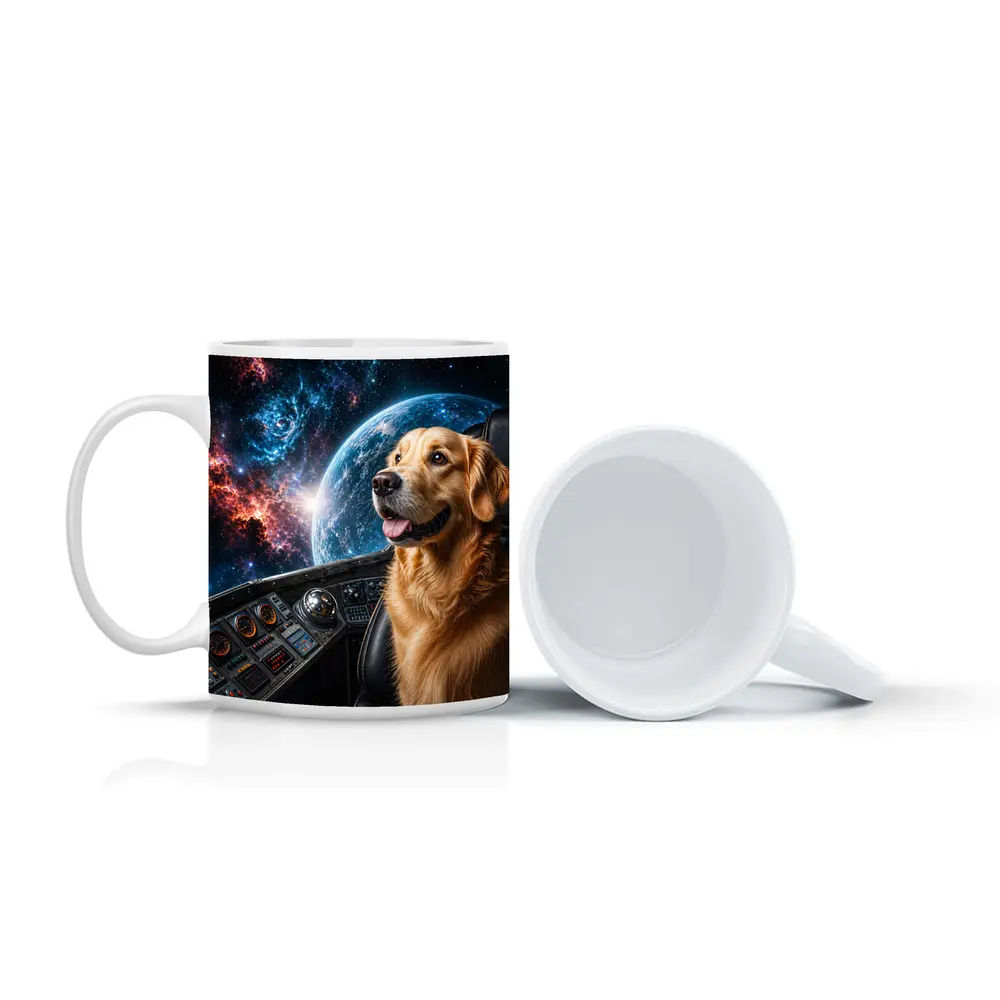 Golden Retriever Pilot Cockpit Space Galaxy – Mugs