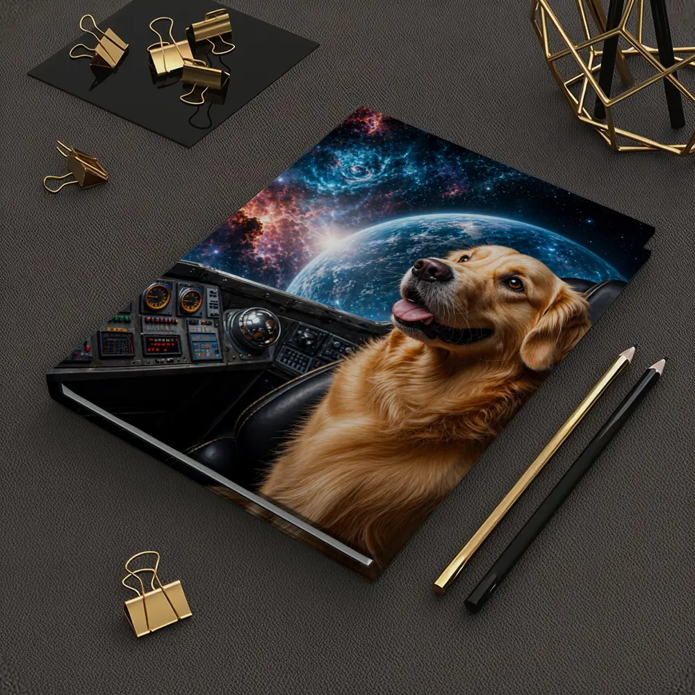 Golden Retriever Pilot Cockpit Space Galaxy – Notebooks