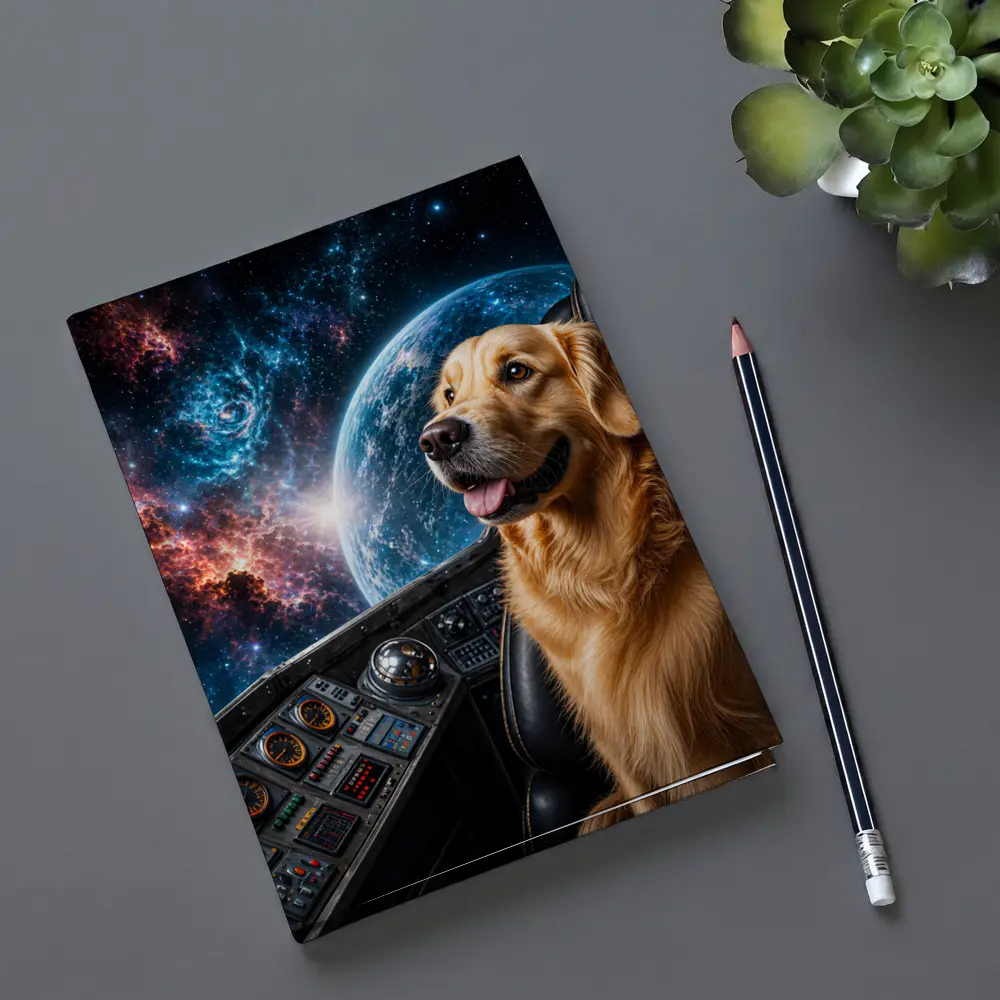 Golden Retriever Pilot Cockpit Space Galaxy – Notebooks