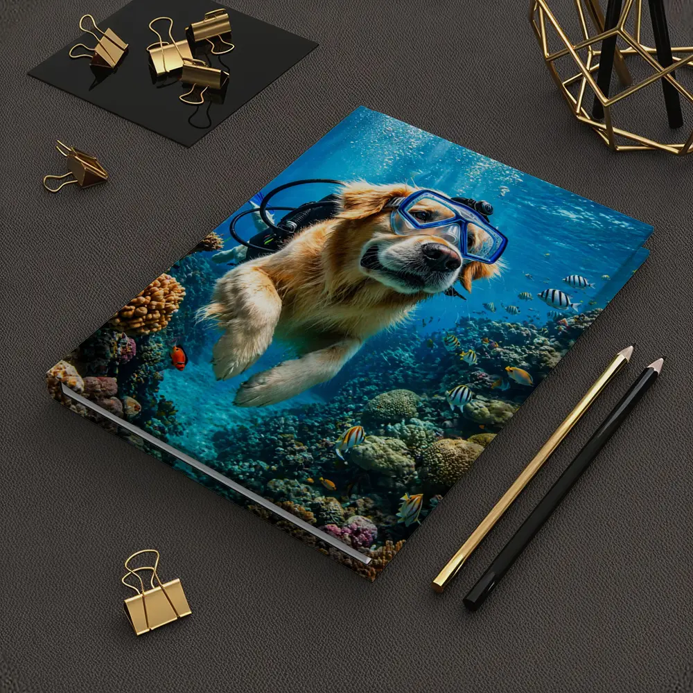 Golden Retriever Scuba Diving Coral Reef – Notebooks