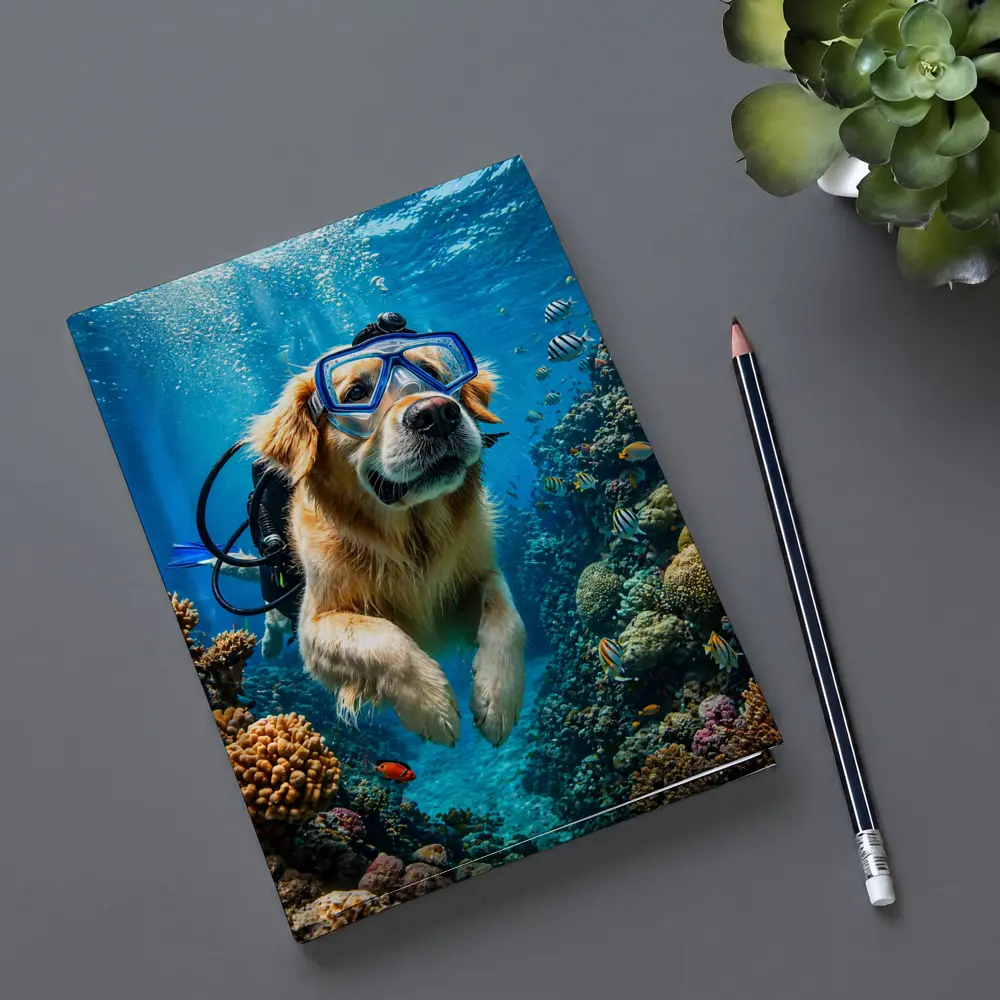 Golden Retriever Scuba Diving Coral Reef – Notebooks