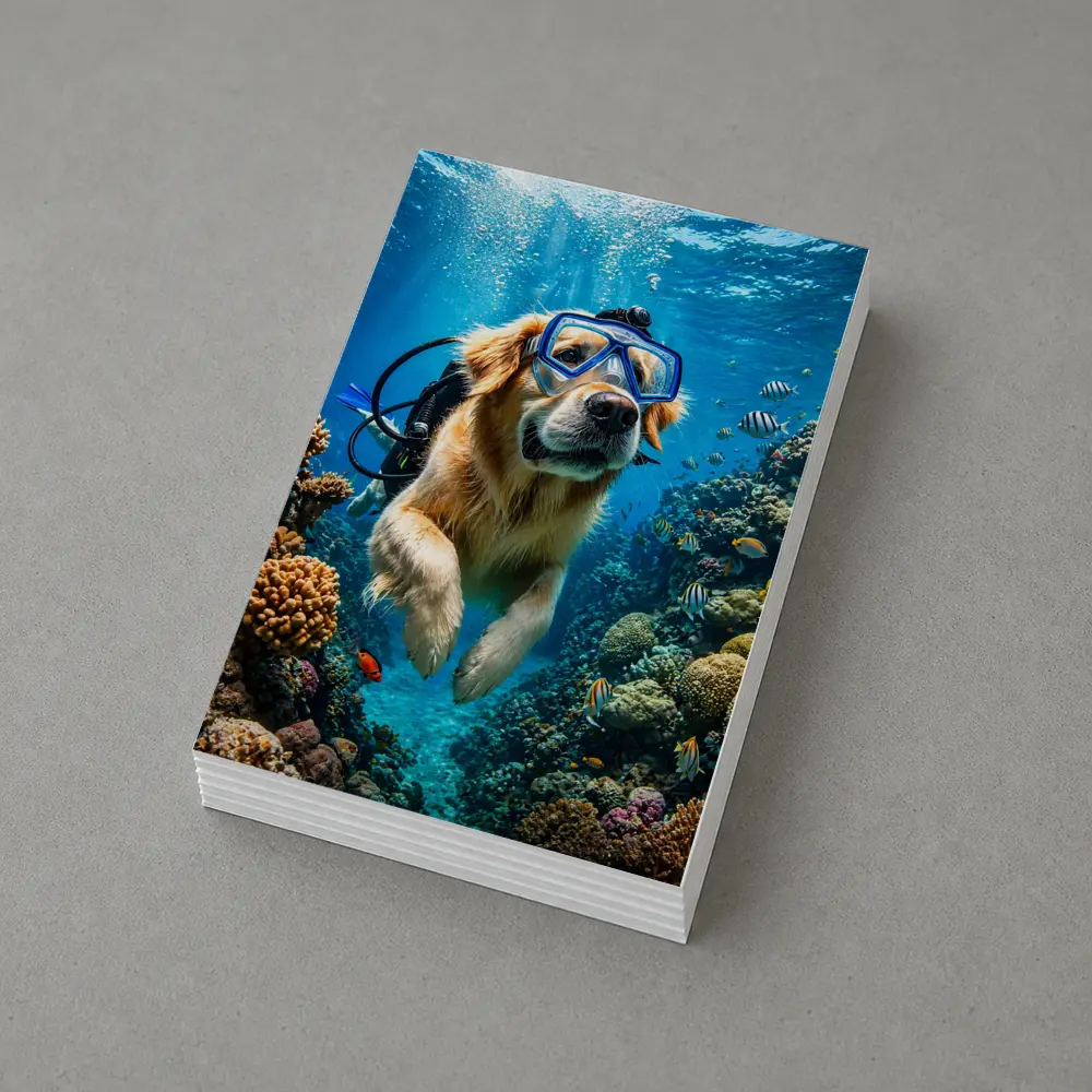 Golden Retriever Scuba Diving Coral Reef – Postcards