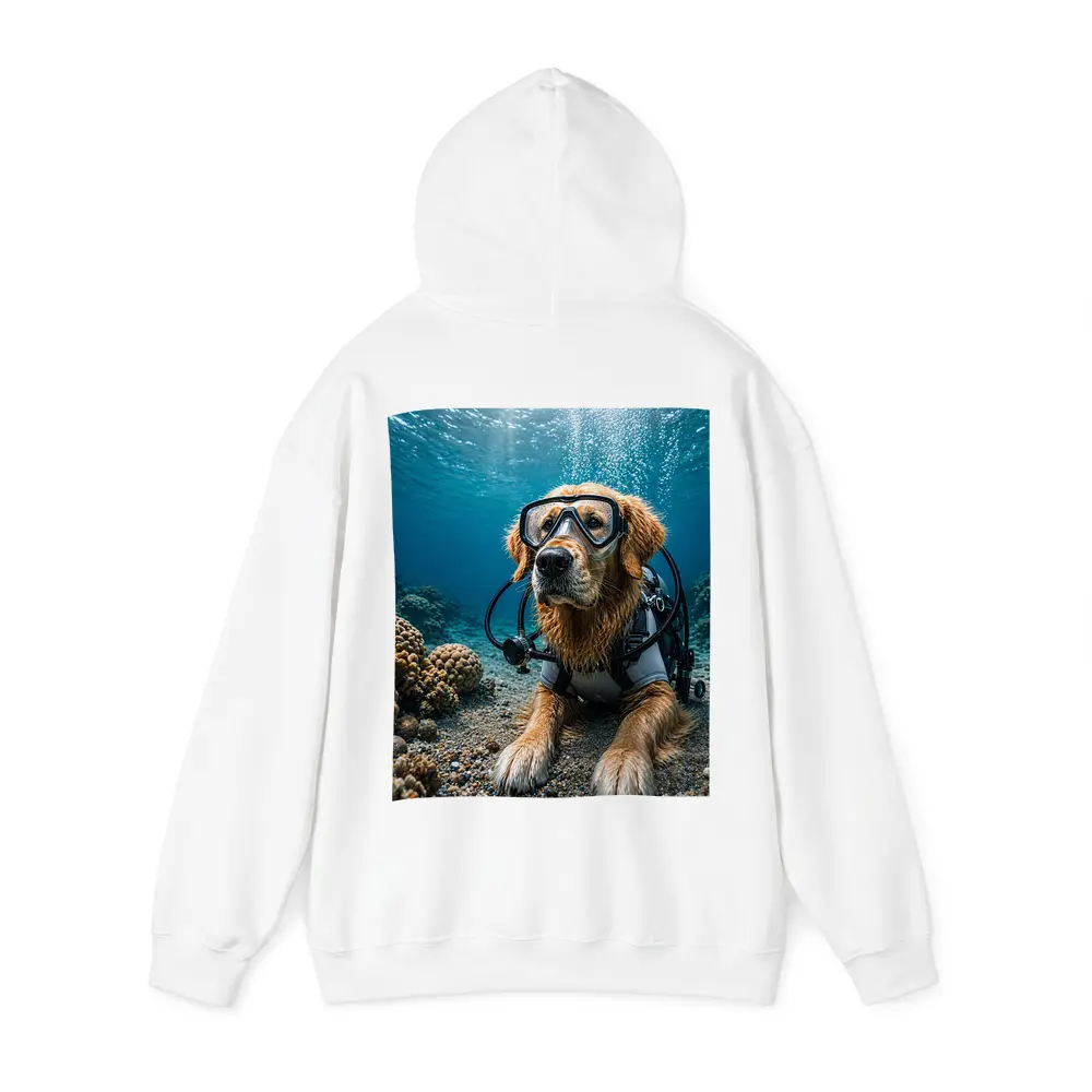Golden Retriever Scuba Diver Underwater Coral Scene – Hoodies