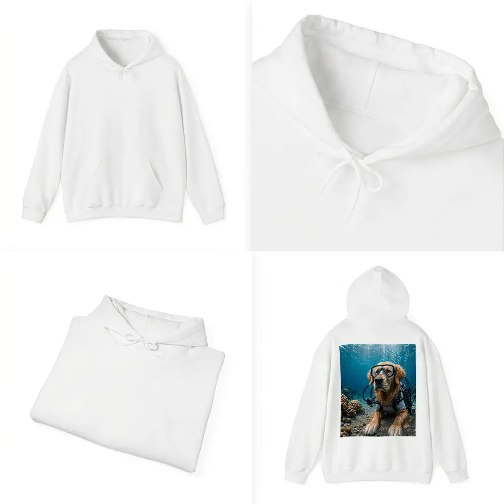Golden Retriever Scuba Diver Underwater Coral Scene – Hoodies