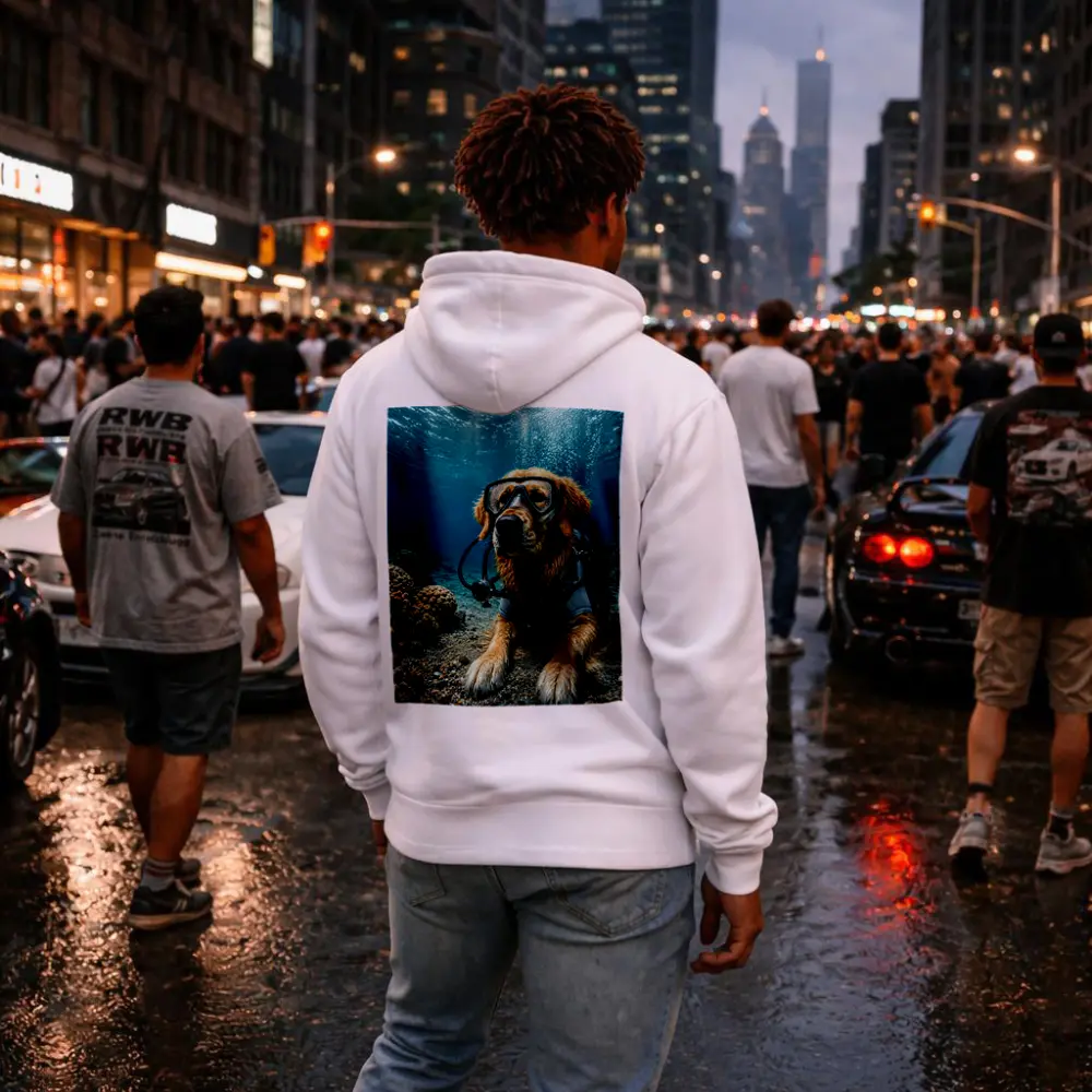 Golden Retriever Scuba Diver Underwater Coral Scene – Hoodies