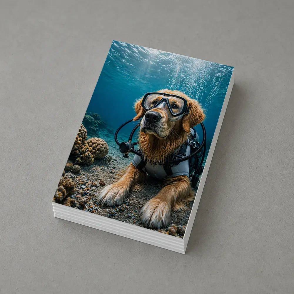 Golden Retriever Scuba Diver Underwater Coral Scene – Postcards