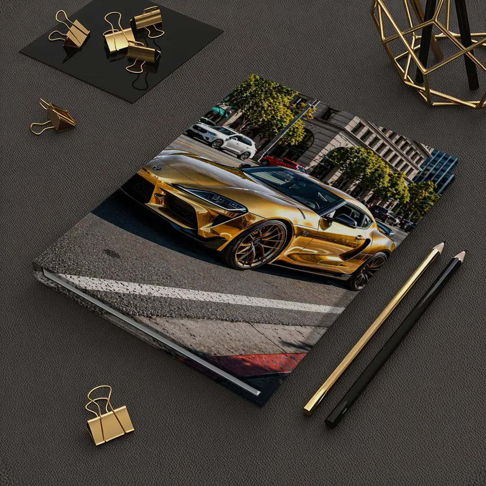 Gold Toyota Supra City Street Urban Setting – Notebooks