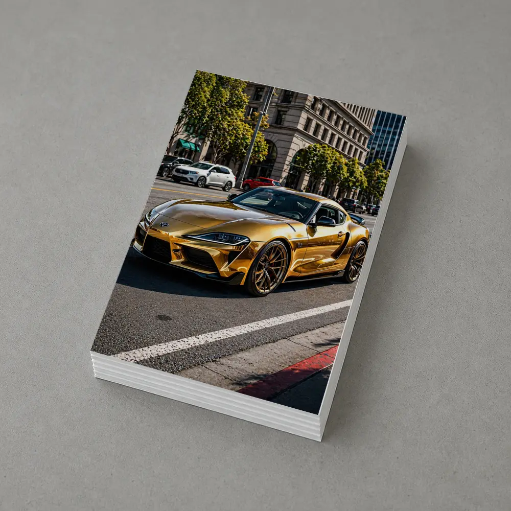 Gold Toyota Supra City Street Urban Setting – Postcards
