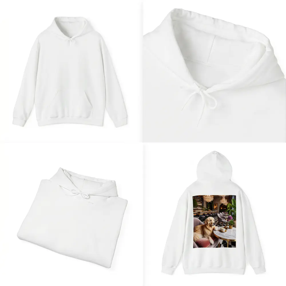 Golden Retriever Relaxing in Luxury Cafe – Hoodies