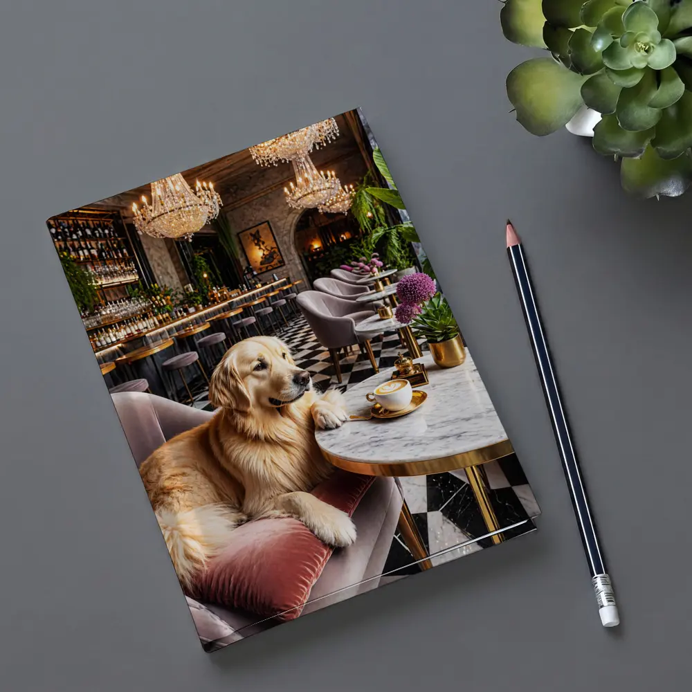 Golden Retriever Relaxing in Luxury Cafe – Notebooks