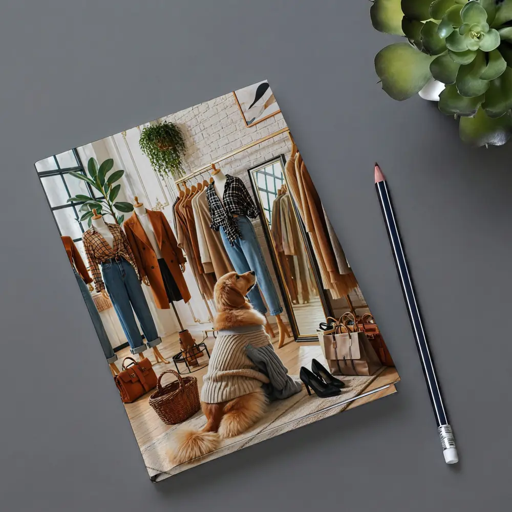 Golden Retriever Dog in Fashion Boutique – Notebooks