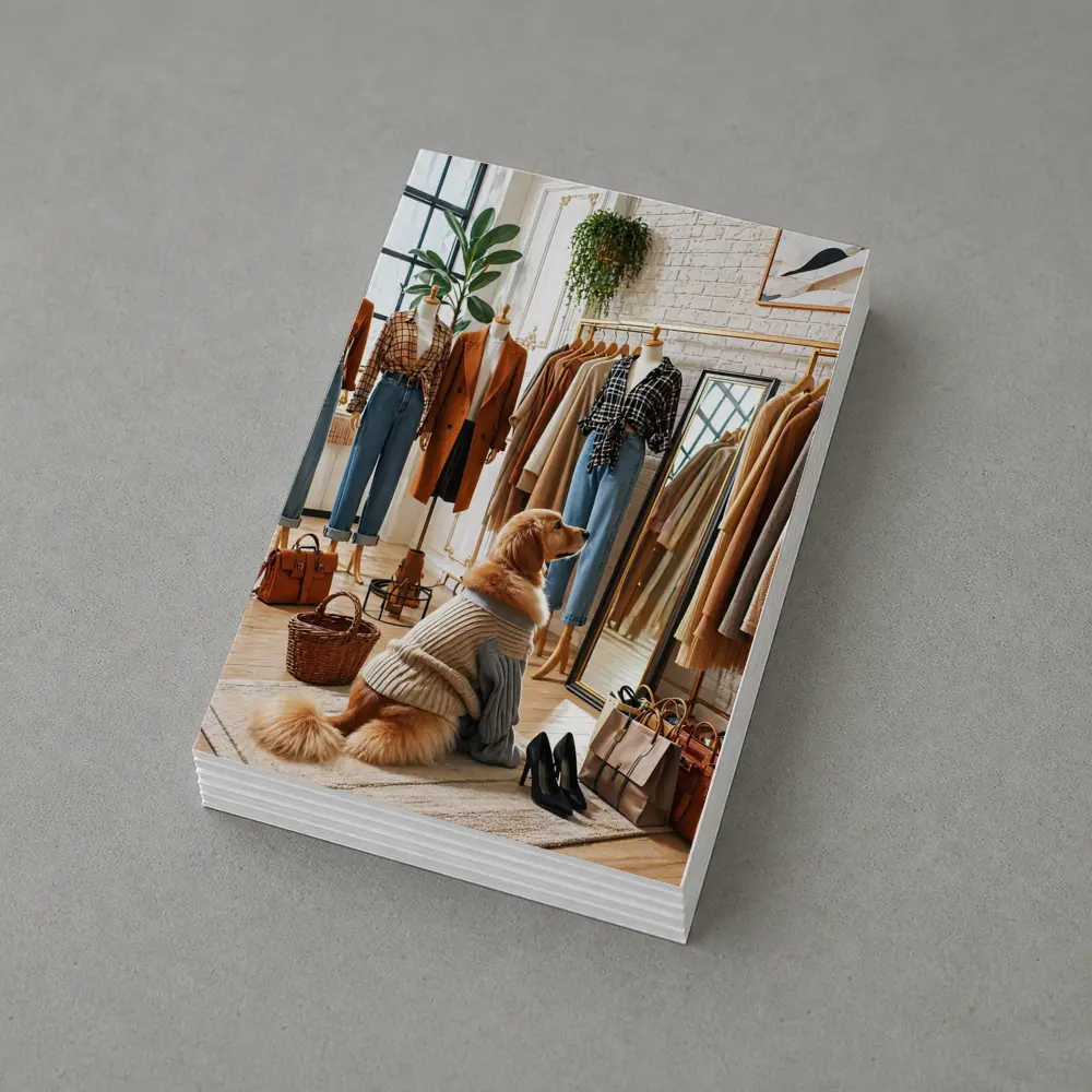 Golden Retriever Dog in Fashion Boutique – Postcards