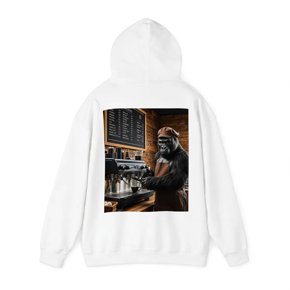 Gorilla Barista Making Coffee In Cafe – Hoodies