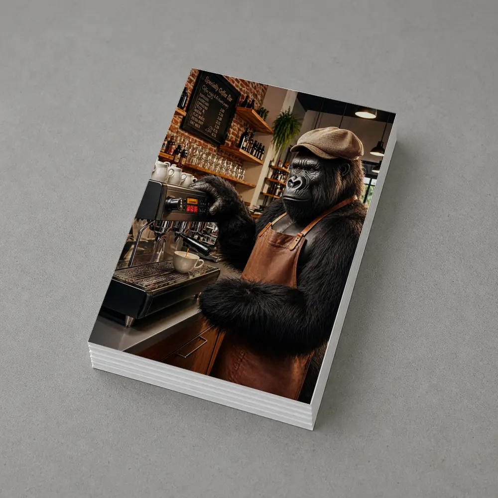 Gorilla Barista Making Espresso Coffee Shop – Postcards
