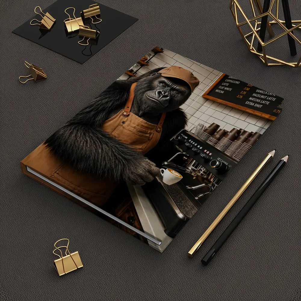 Gorilla Barista Serving Espresso In Cafe – Notebooks