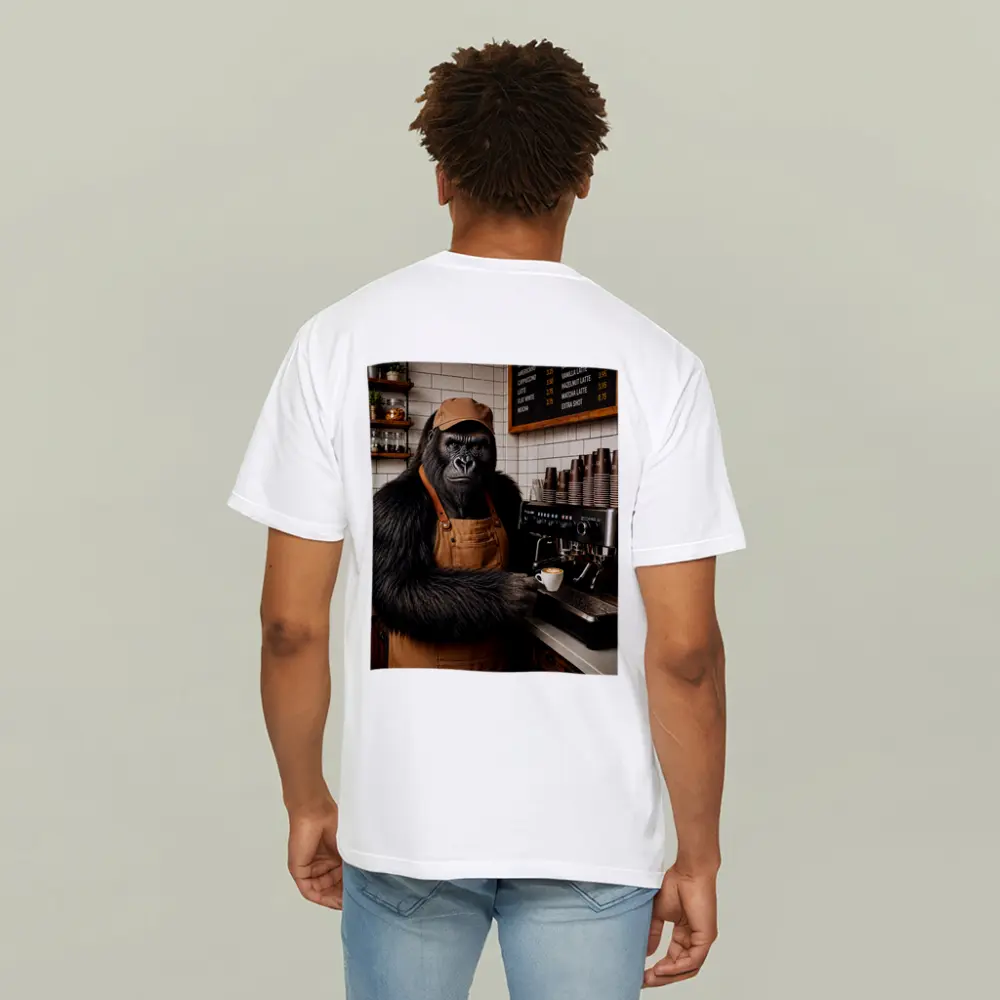 Gorilla Barista Serving Espresso In Cafe – T-Shirts