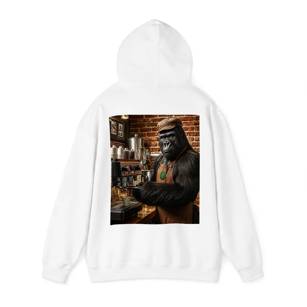 Gorilla Barista Working Espresso Machine Brick Cafe – Hoodies