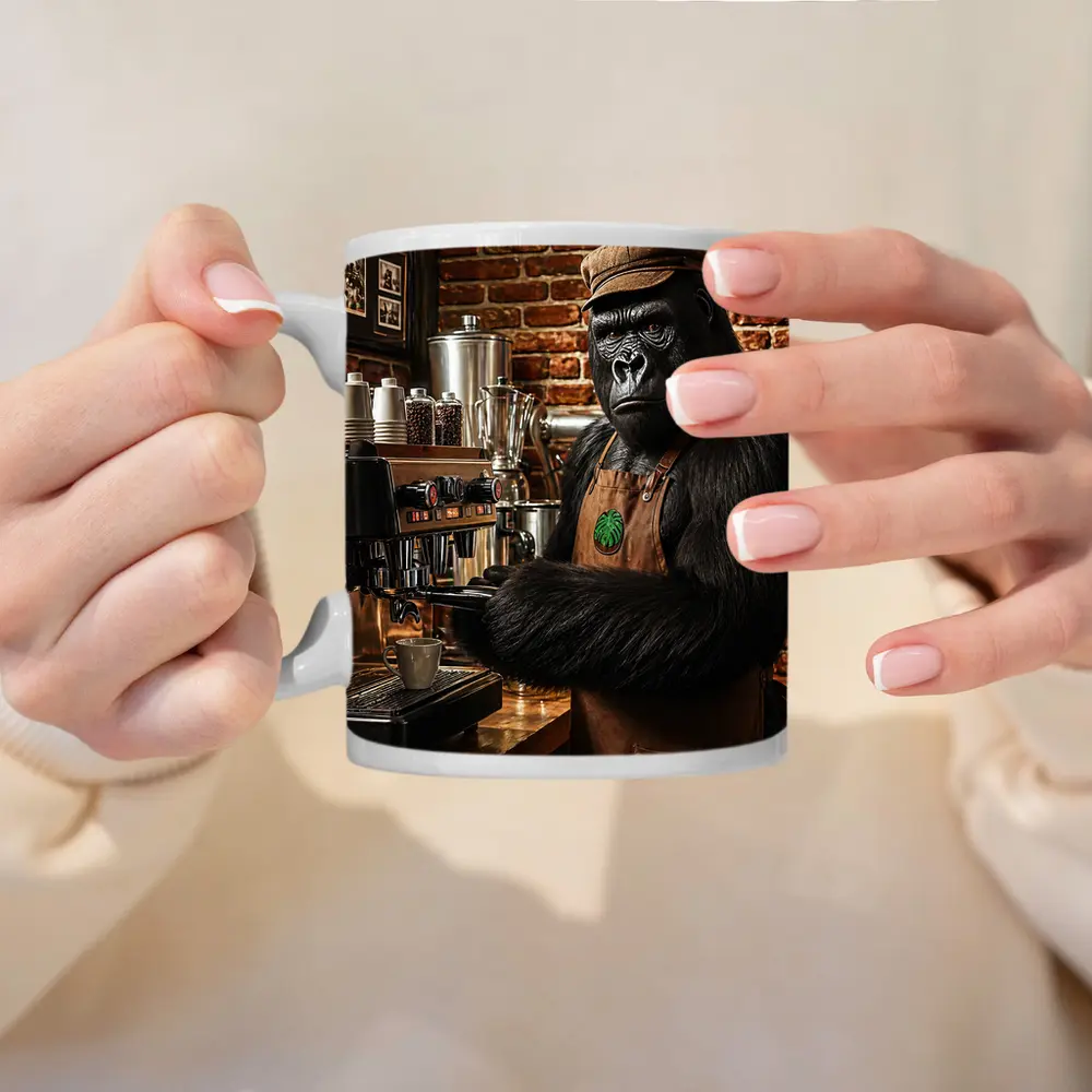 Gorilla Barista Working Espresso Machine Brick Cafe – Mugs