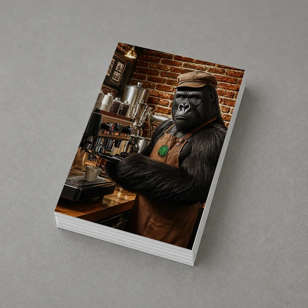 Gorilla Barista Working Espresso Machine Brick Cafe – Postcards
