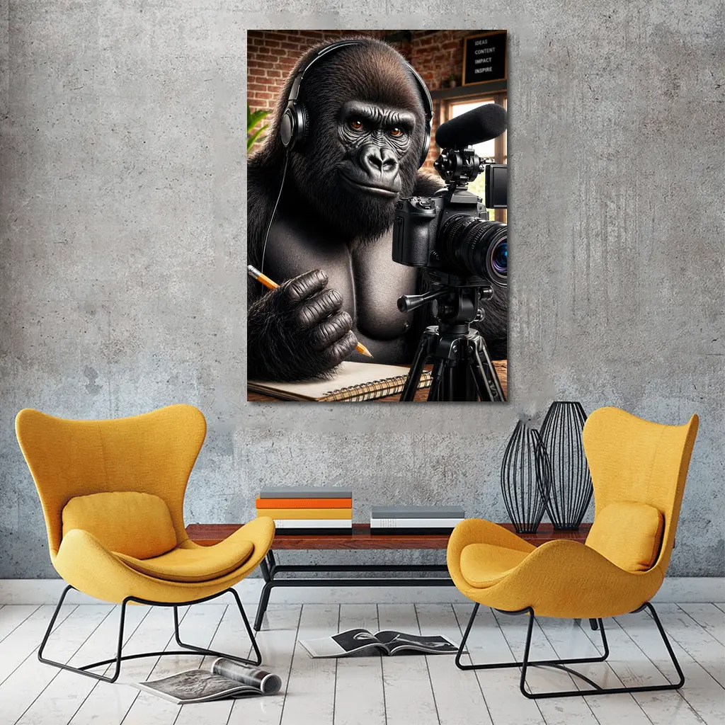Gorilla Content Creator Studio Desk Setup – Wall Art