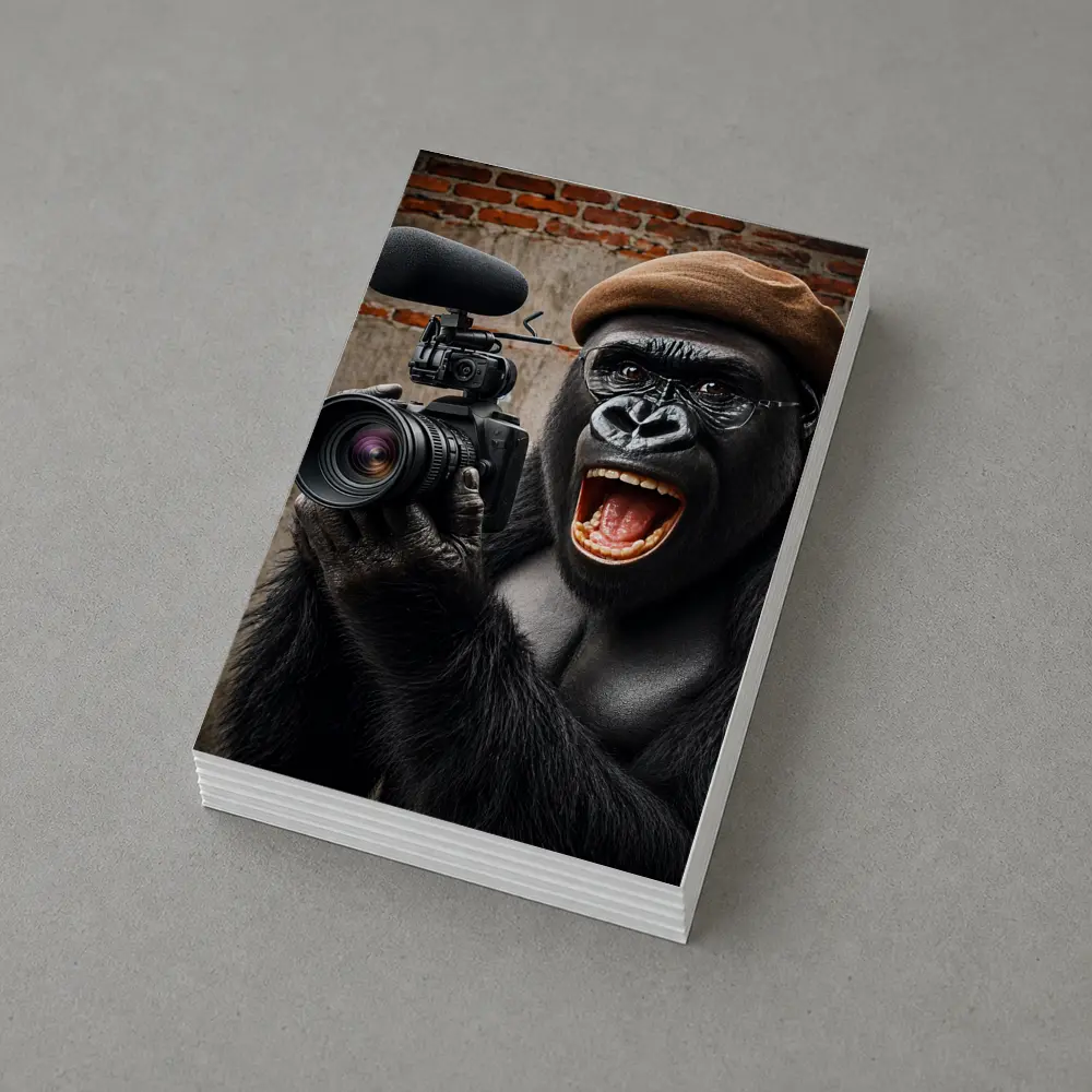 Gorilla Filmmaker With Camera Brick Wall – Postcards
