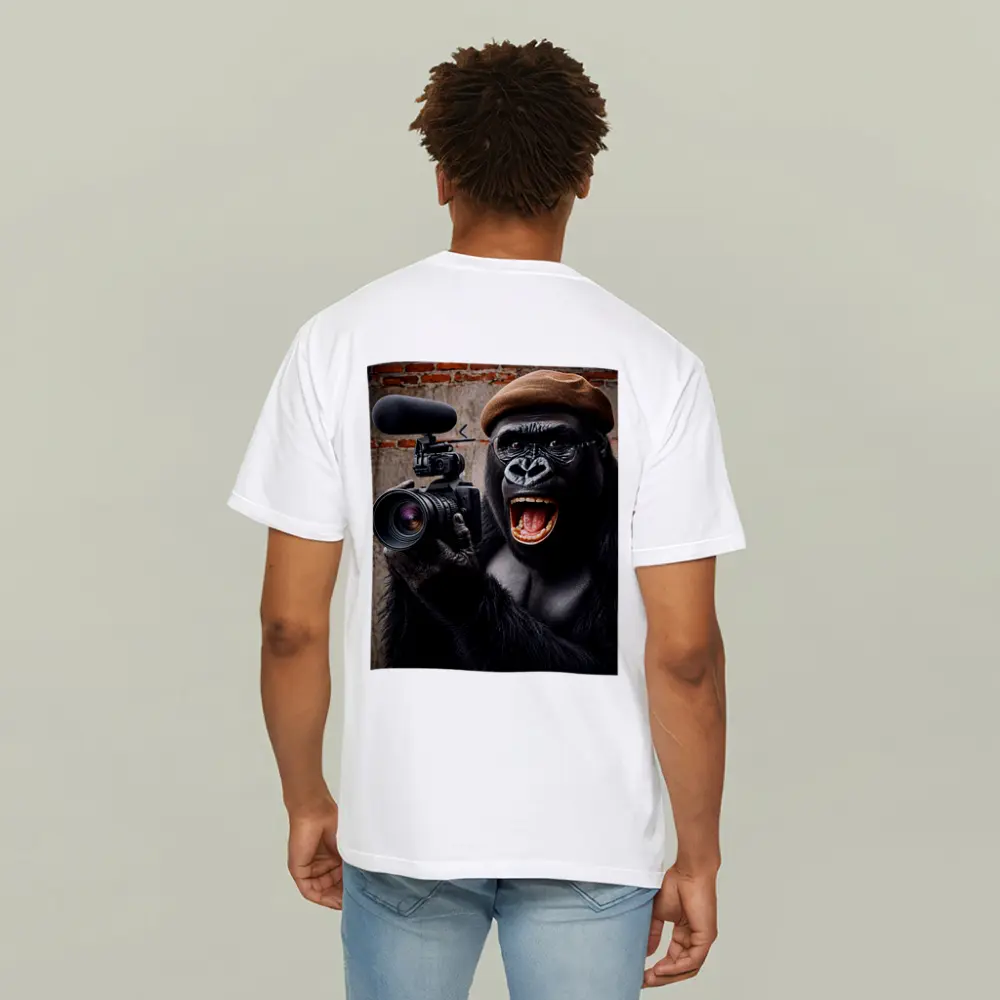 Gorilla Filmmaker With Camera Brick Wall – T-Shirts