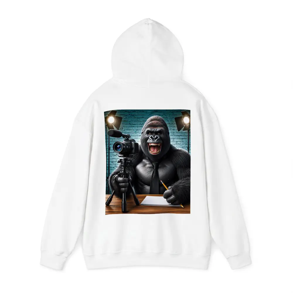 Gorilla Blogger Writing at Studio Desk – Hoodies