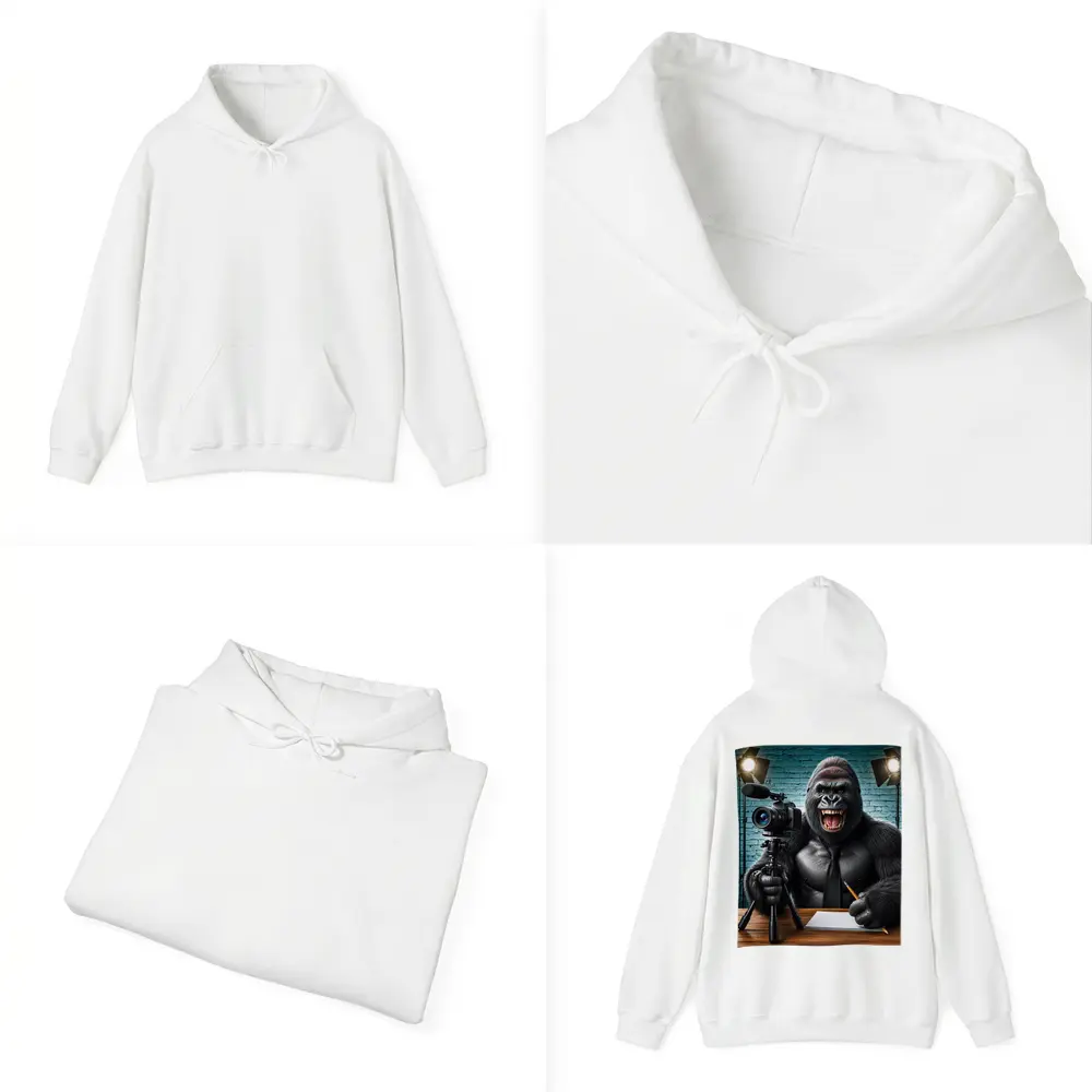 Gorilla Blogger Writing at Studio Desk – Hoodies