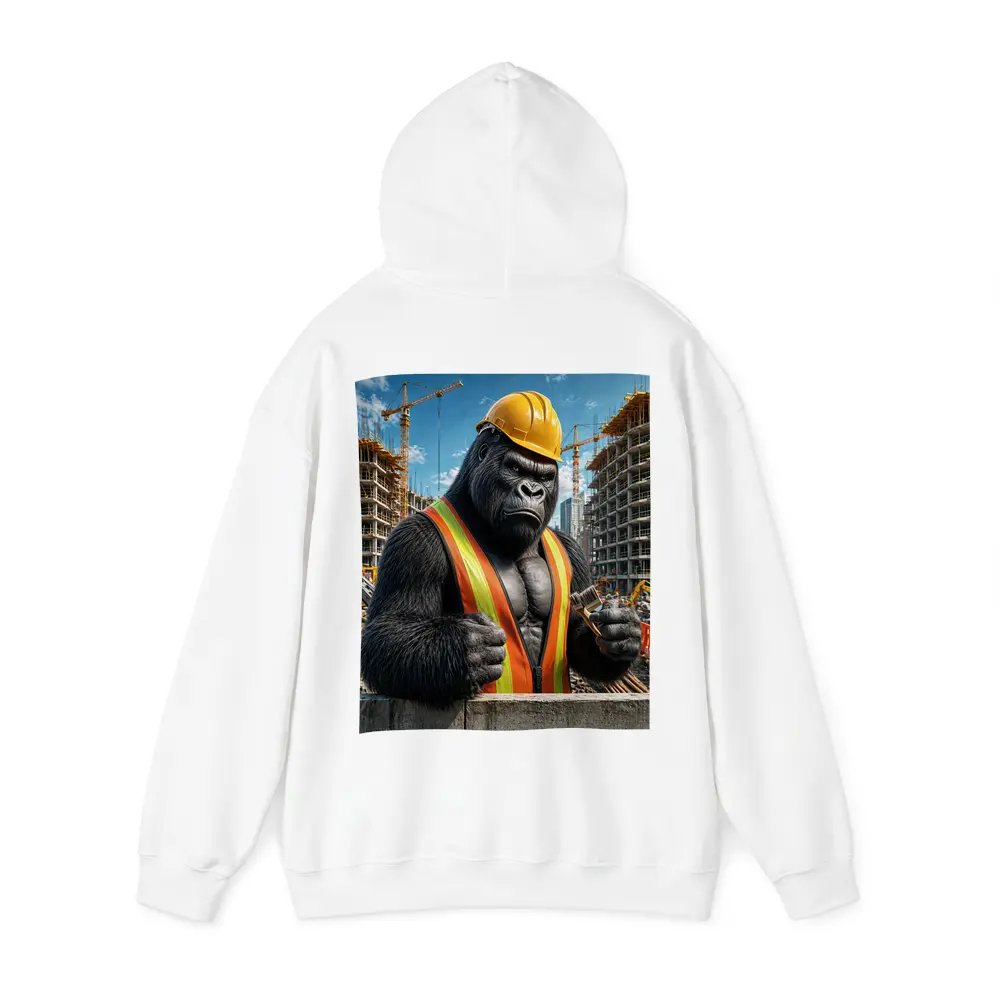 Gorilla Construction Worker Building Site Background – Hoodies