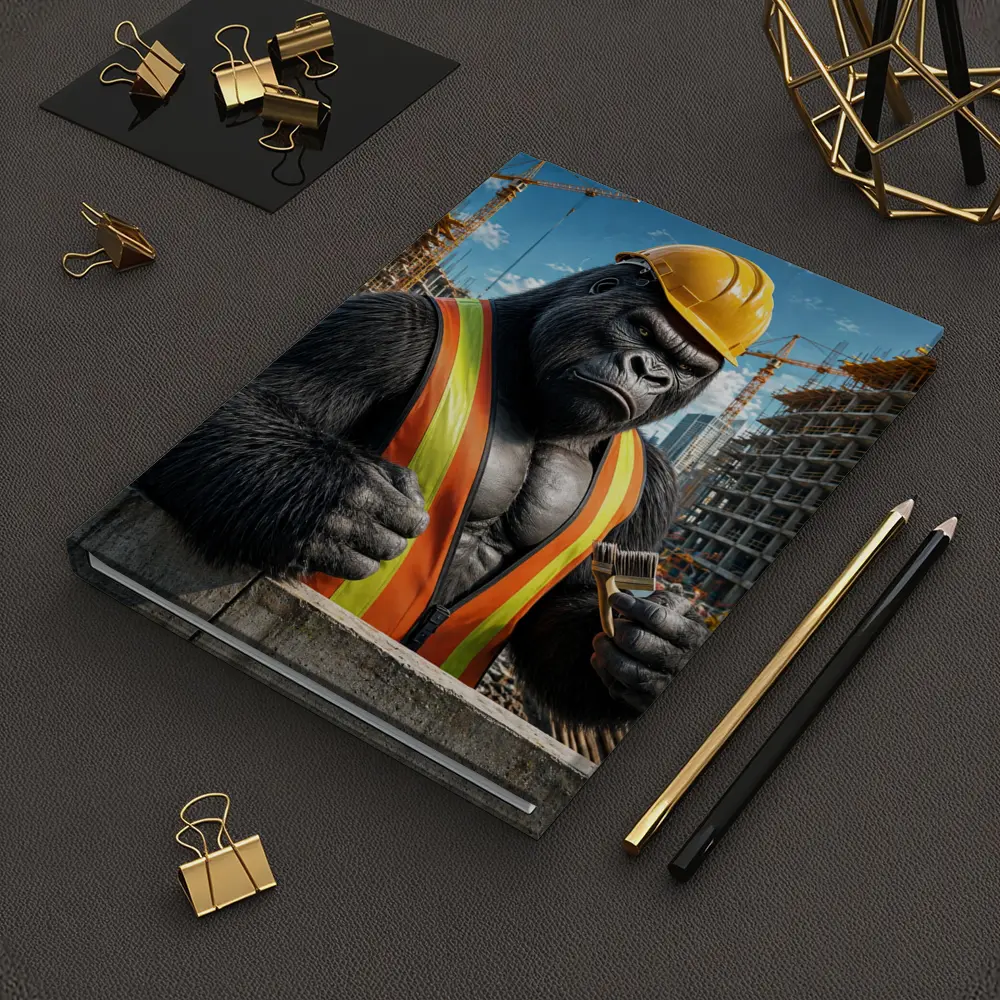 Gorilla Construction Worker Building Site Background – Notebooks