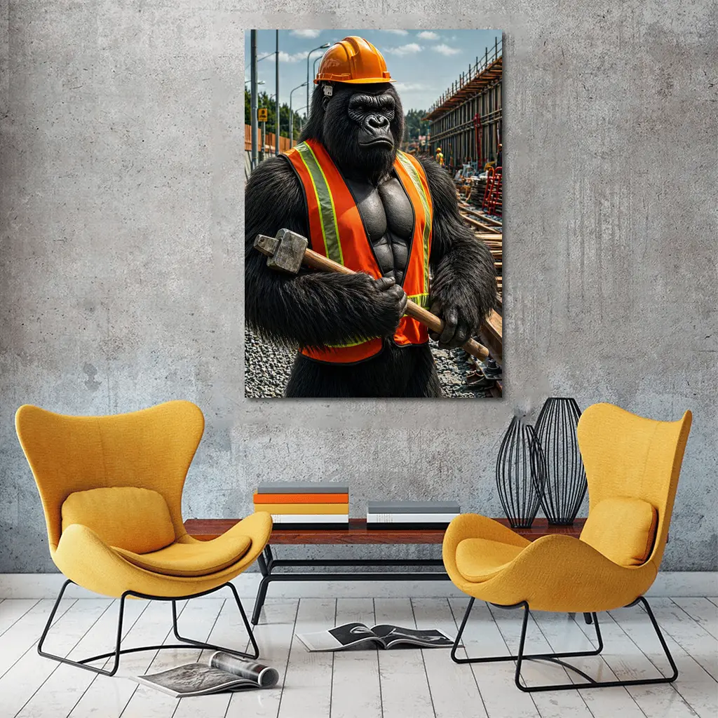 Gorilla Construction Worker Safety Vest Site – Wall Art