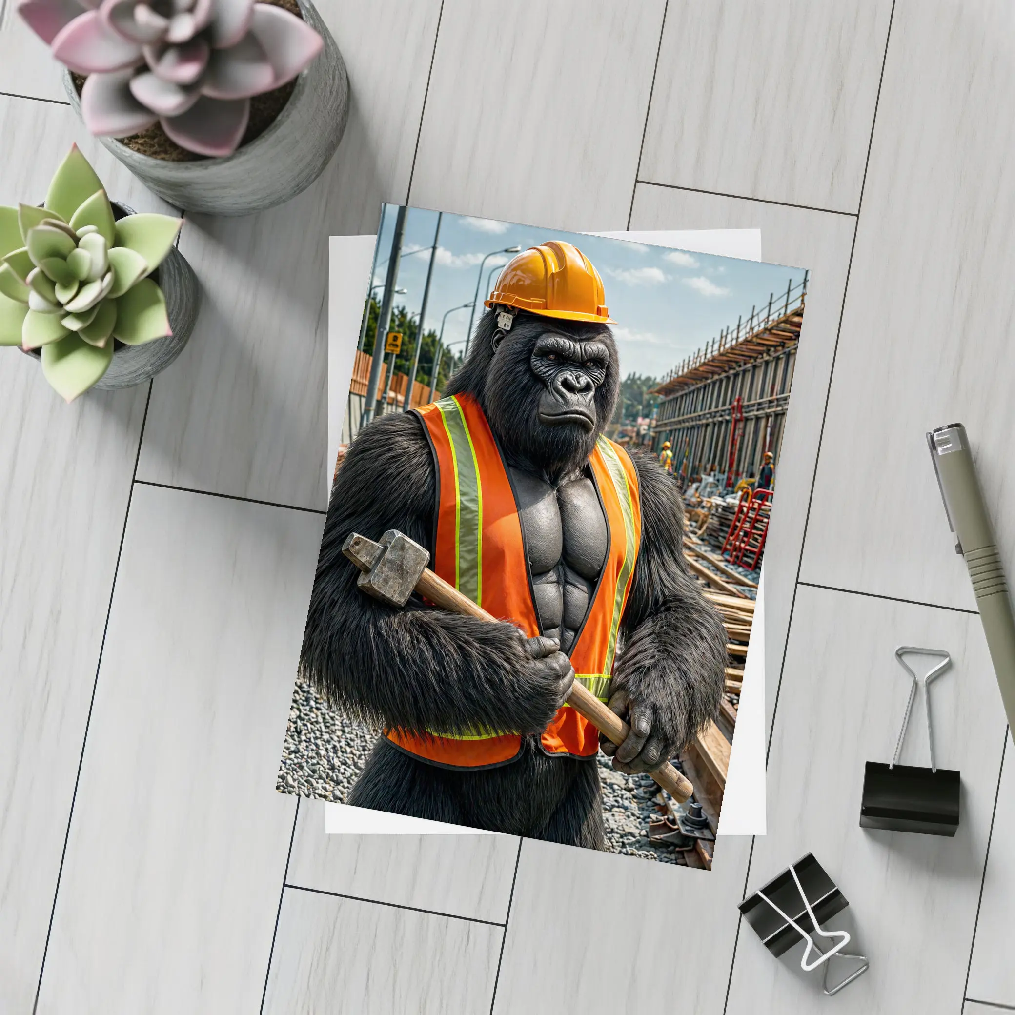 Gorilla Construction Worker Safety Vest Site – Postcards