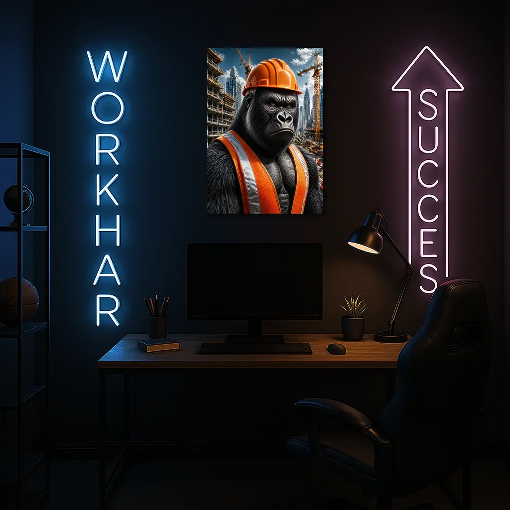 Gorilla Construction Worker City Building Site – Wall Art