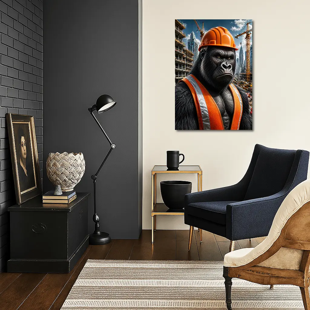 Gorilla Construction Worker City Building Site – Wall Art