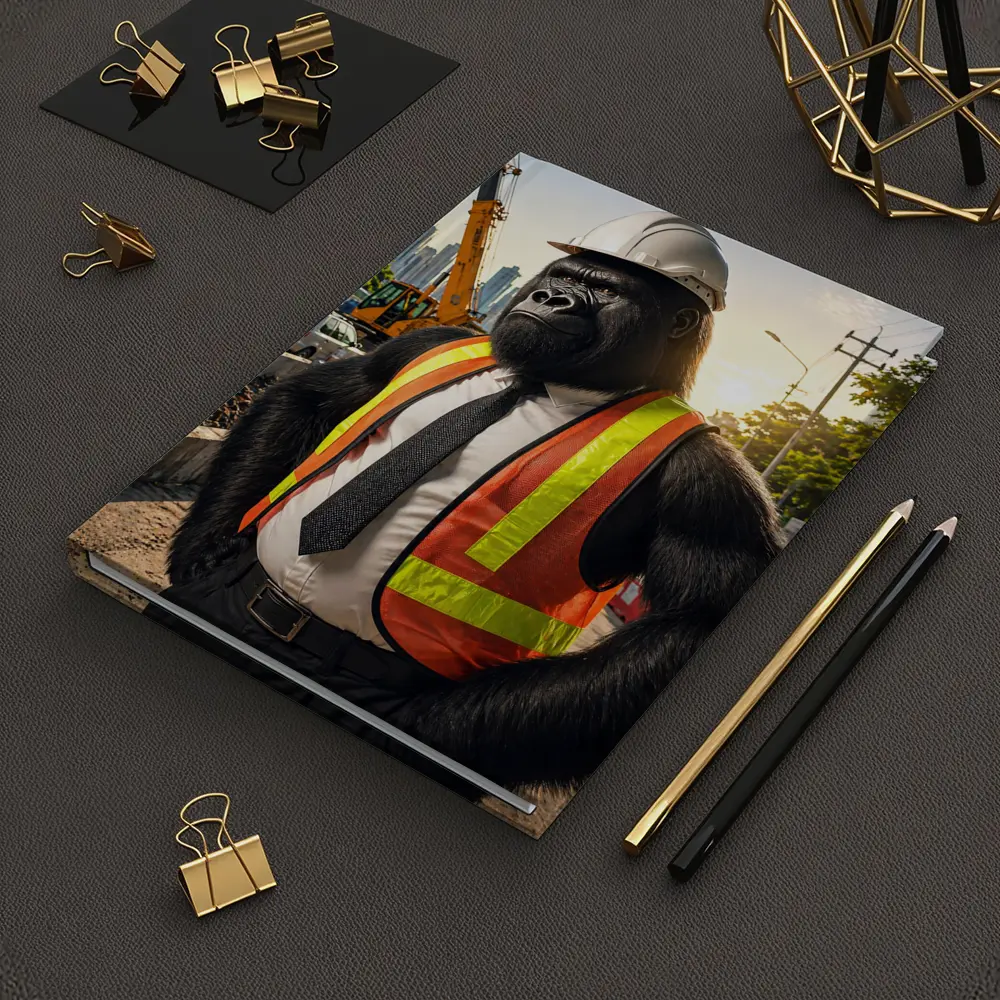 Gorilla Construction Worker Urban City Background – Notebooks
