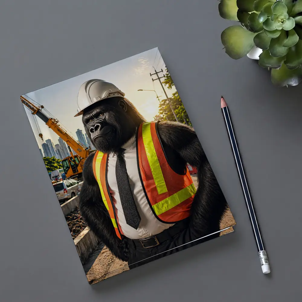 Gorilla Construction Worker Urban City Background – Notebooks