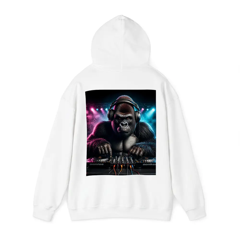 Gorilla DJ Spinning Decks Neon Club – Hoodies