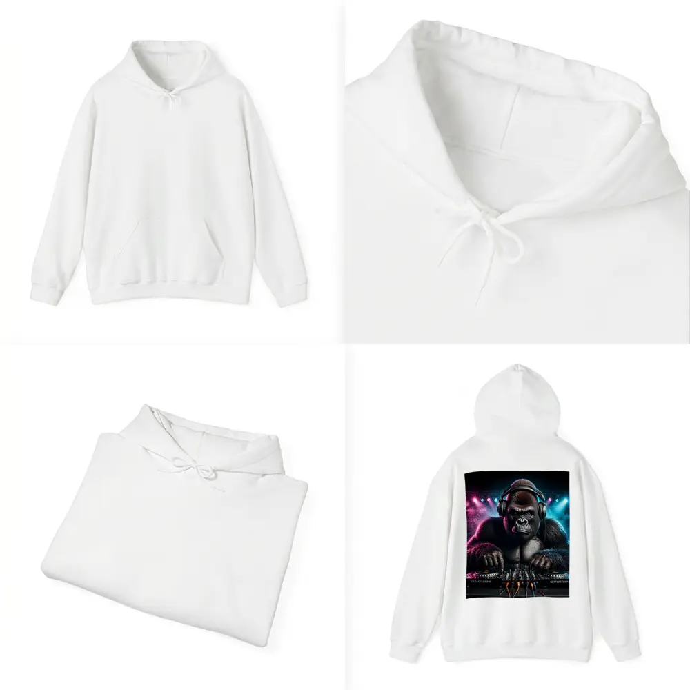 Gorilla DJ Spinning Decks Neon Club – Hoodies