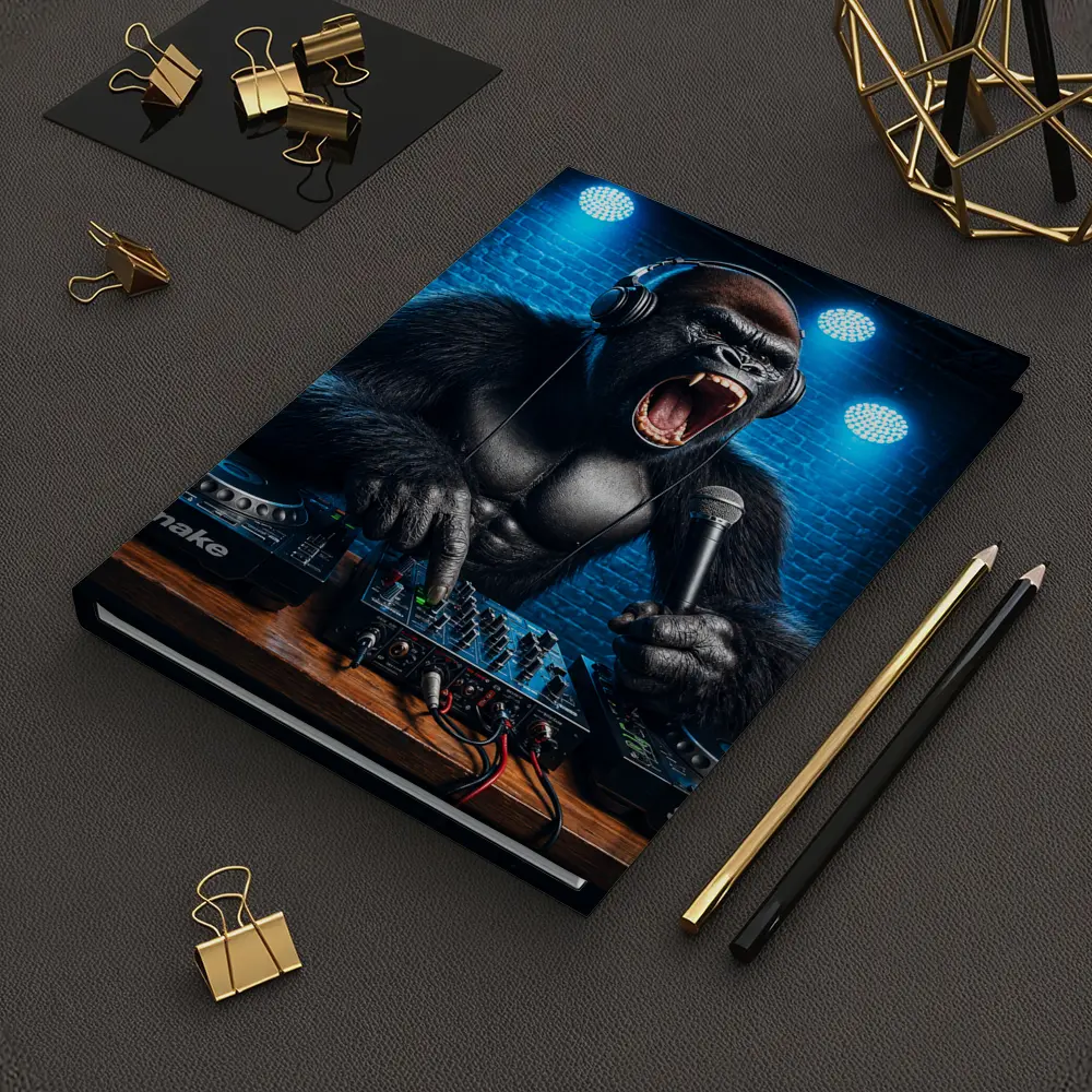 Gorilla DJ Roaring At Neon Club Stage – Notebooks