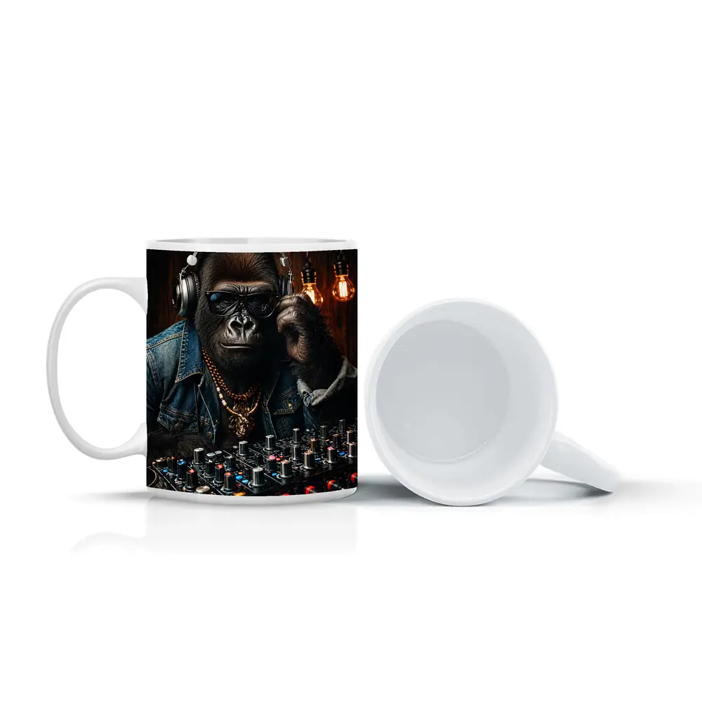 Gorilla DJ Wearing Sunglasses Gold Chain – Mugs