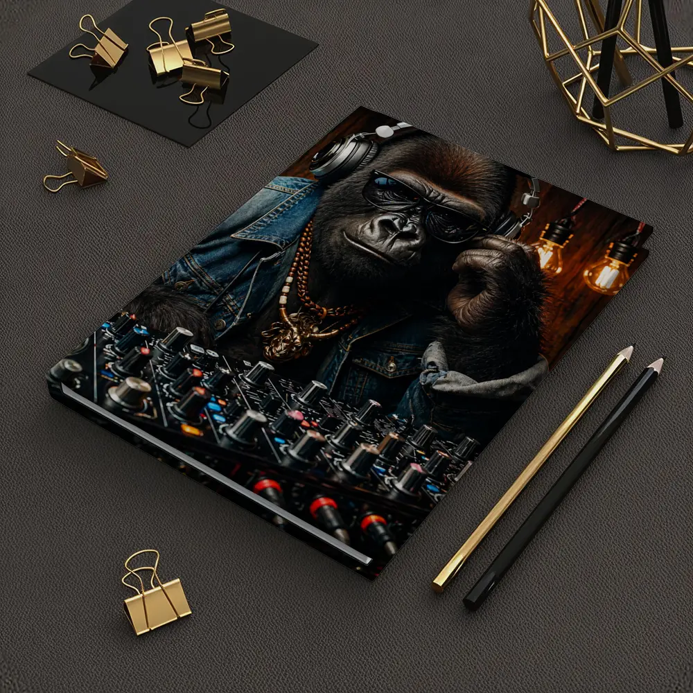 Gorilla DJ Wearing Sunglasses Gold Chain – Notebooks