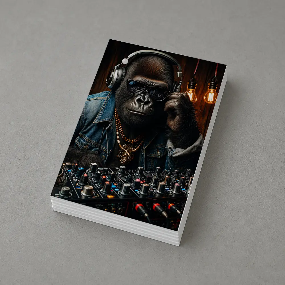 Gorilla DJ Wearing Sunglasses Gold Chain – Postcards