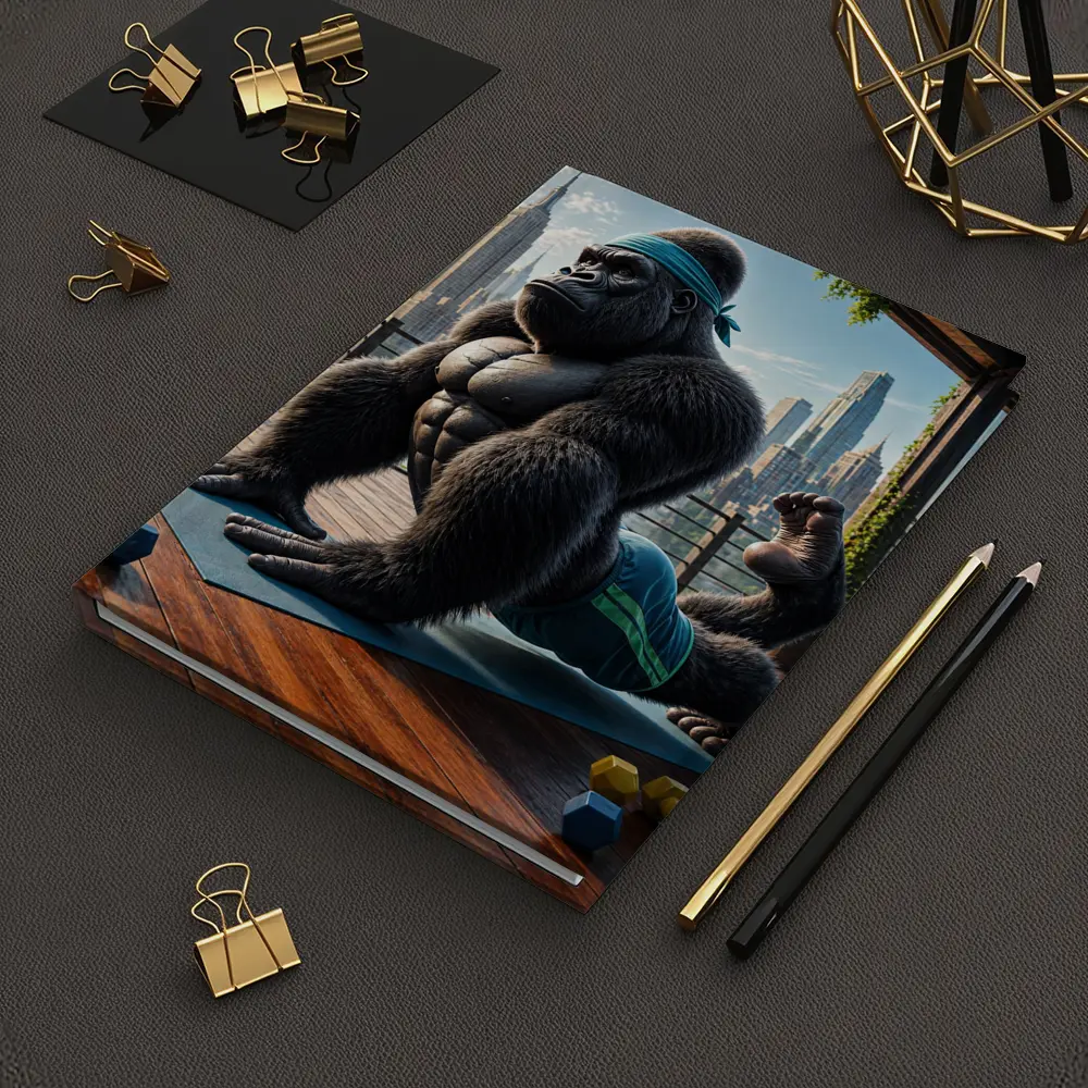 Gorilla Doing Yoga City Skyline Background – Notebooks